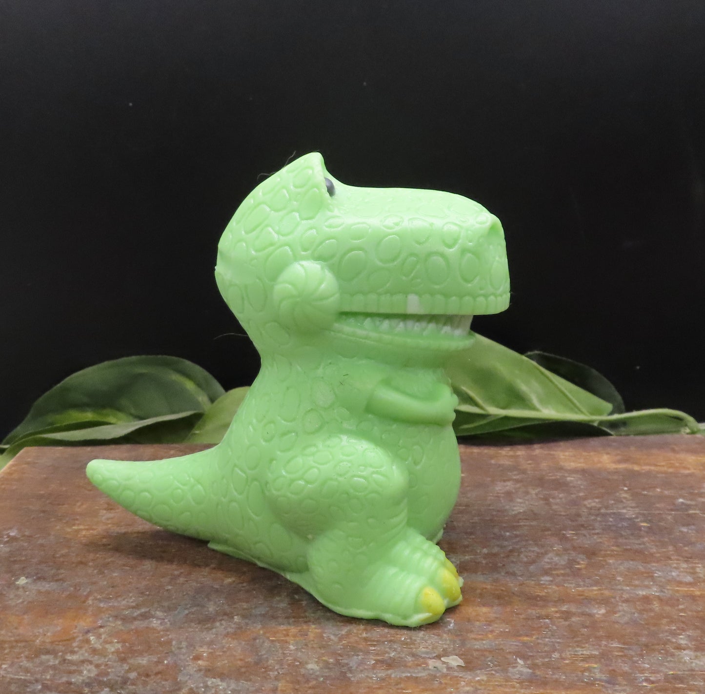 Side view of large T rex goat milk soap