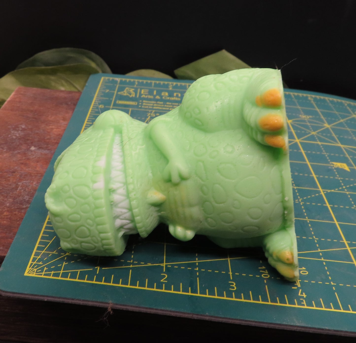 This soap is large! 4 inches tall. Handmade large Tyrannasaurus rex goat milk soap
