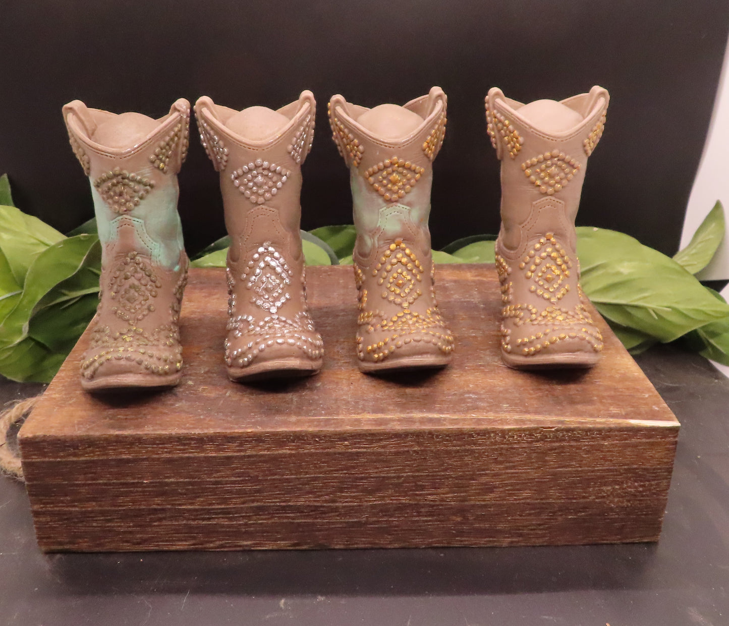 4 accent variations available in brown, handmade goat milk soap cowboy boot