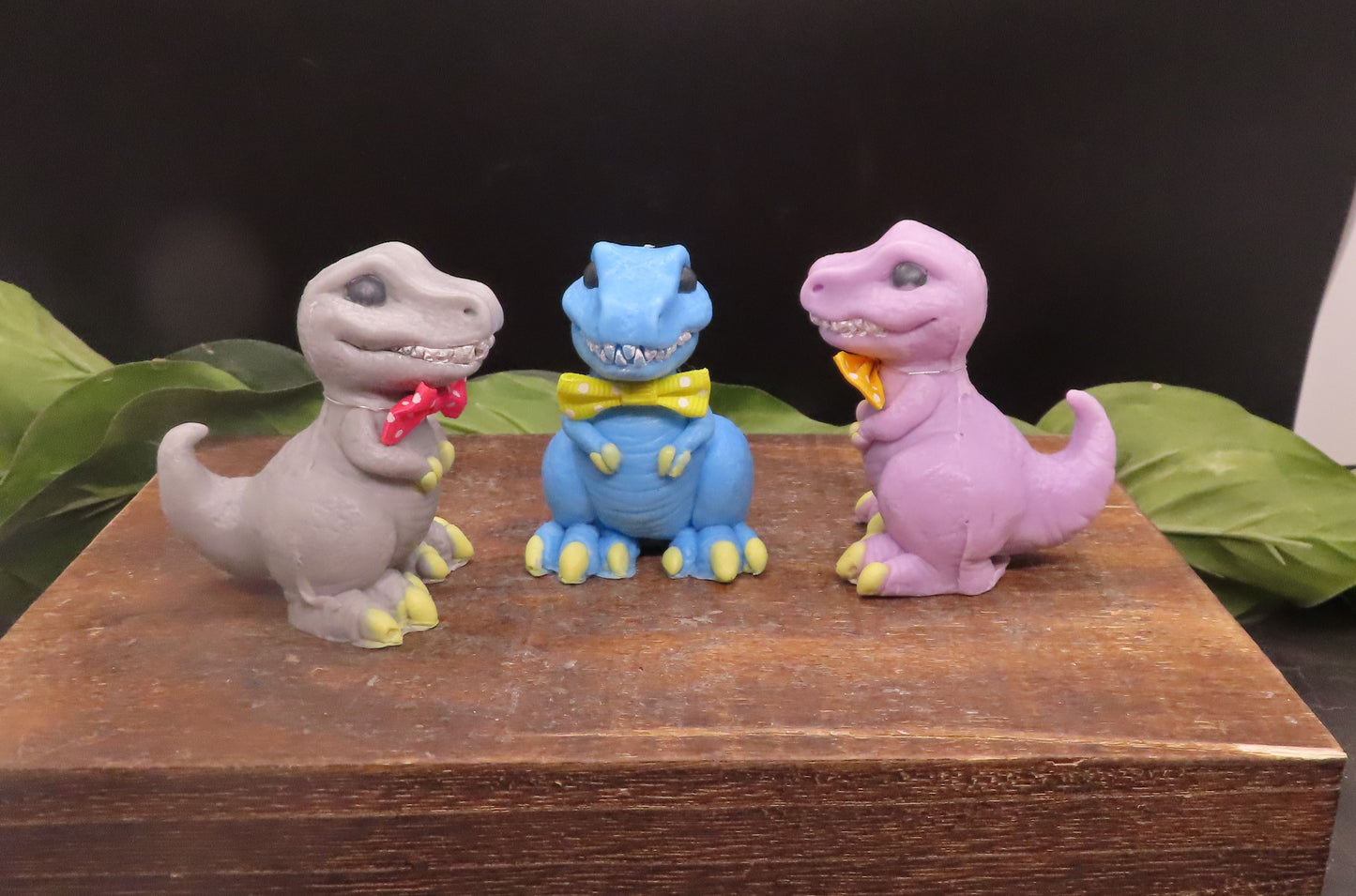 3 different t-rex soaps showing different sides. Unique fun gifts