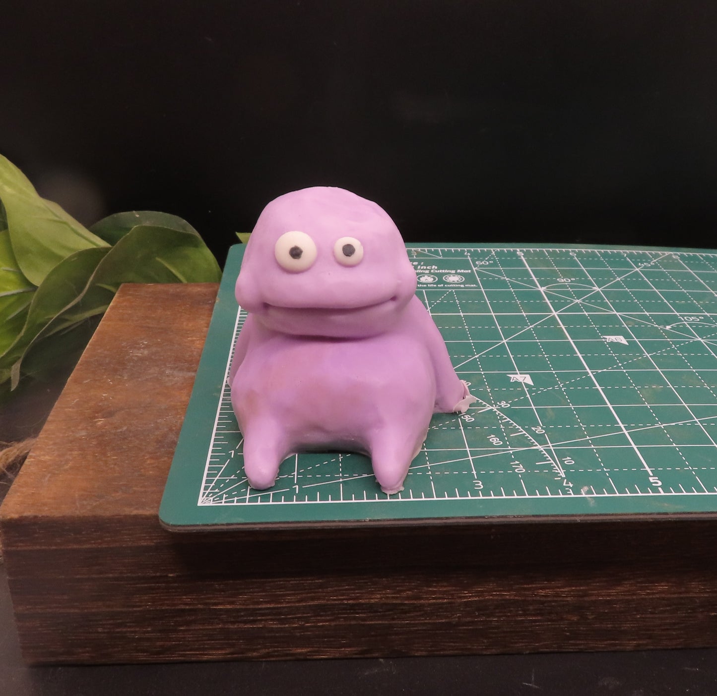Chubby clay monster is 3 inches wide. fun gift