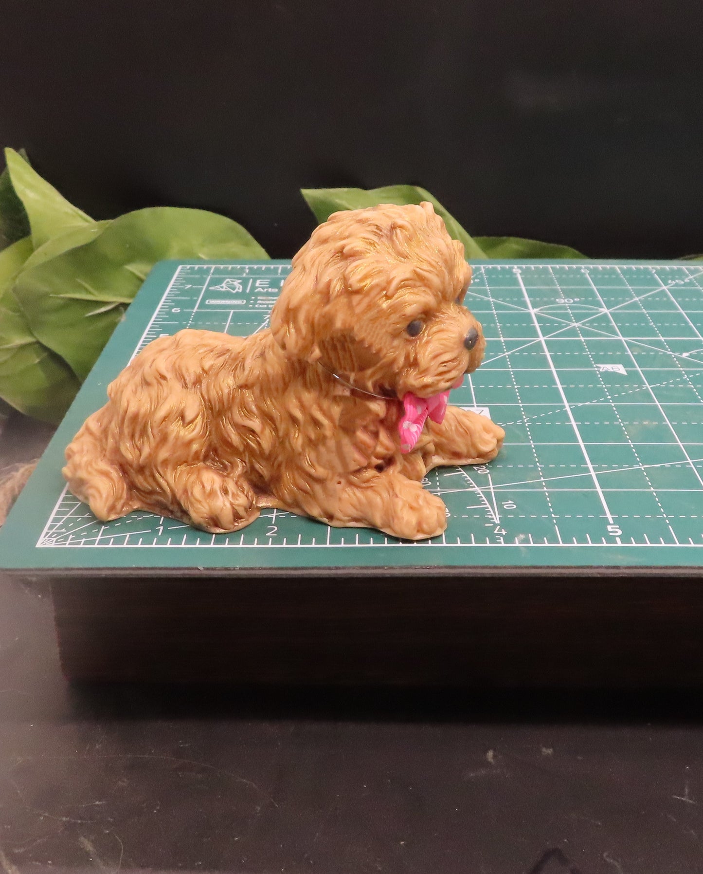 Handmade Lhasa /Shih tzu goat milk soap is 4 inches long