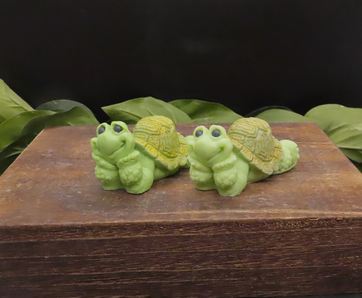 2 happy tortoise turtle handmade goat milk soaps. Cute gift