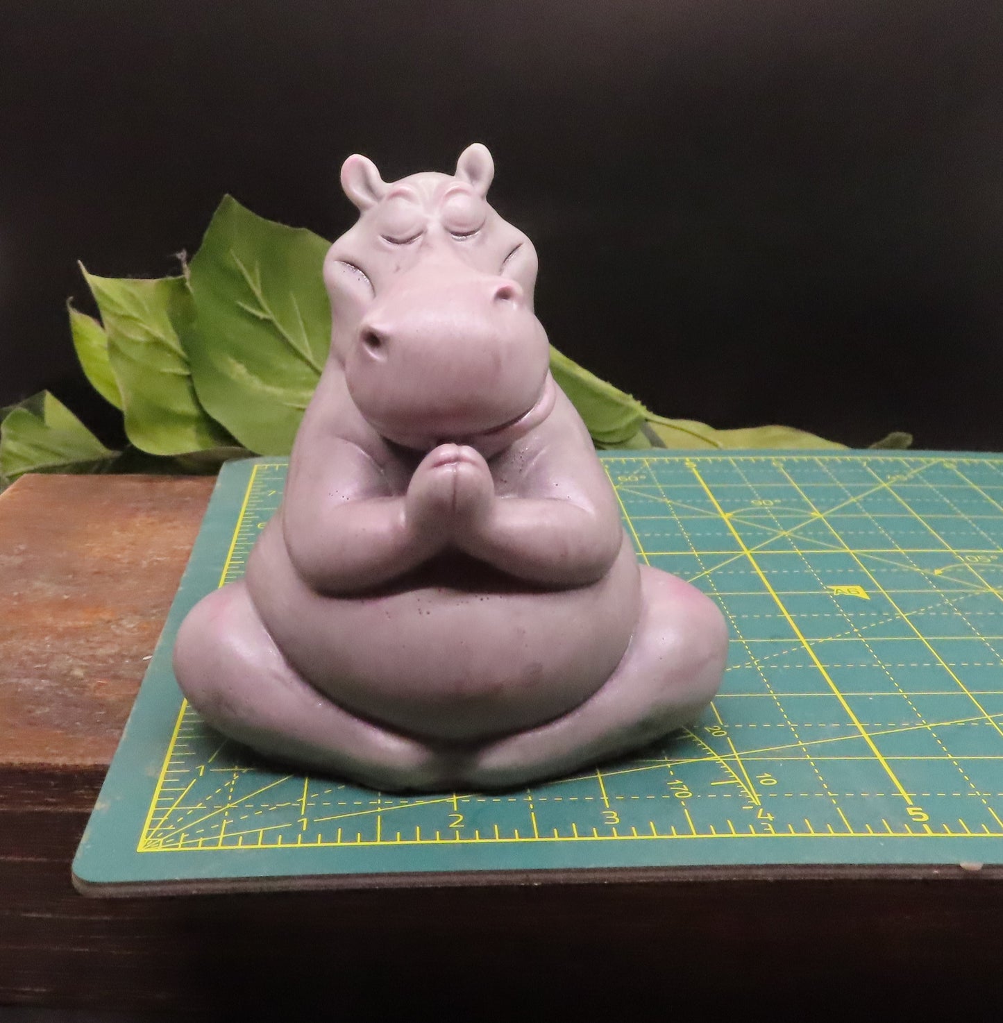 Prayer position yoga handmade goat milk hippo soap is 4 inches wide.