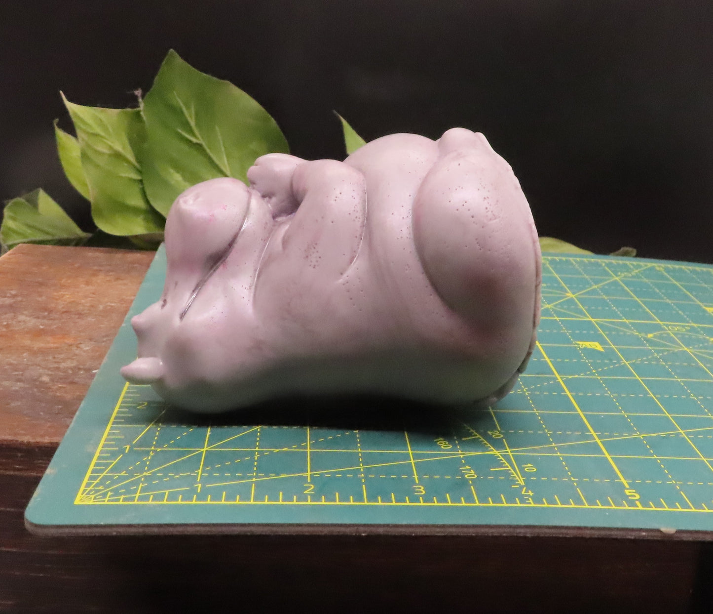 Prayer position yoga handmade goat milk hippo soap is 4 inches tall.
