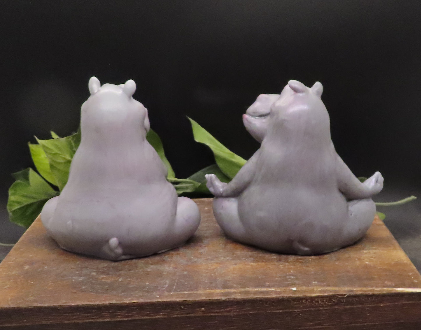 Back view of handmade goat milk yoga hippo soaps.