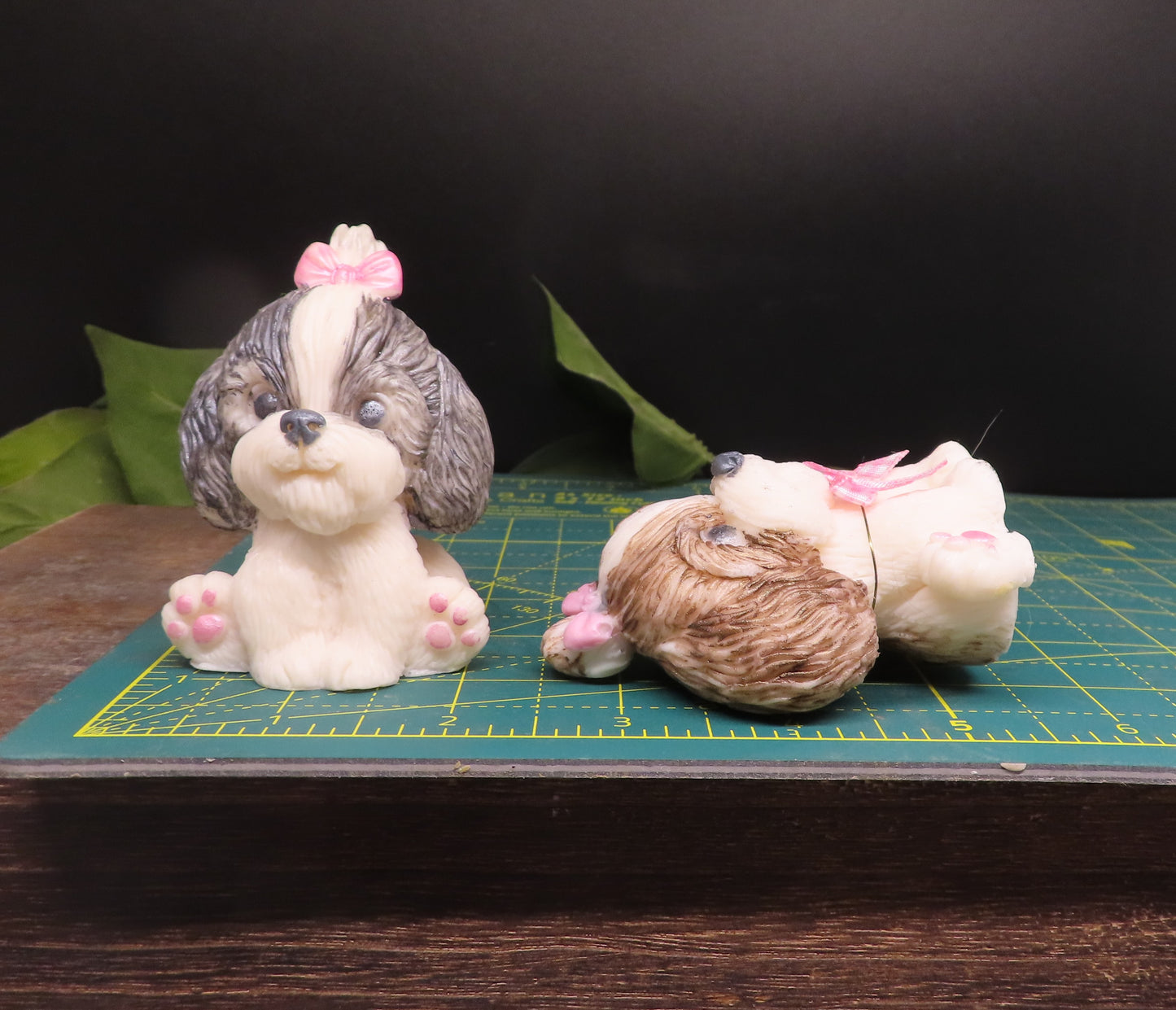 Shih tzu goat milk soap is approzimately 2 inches wide by 2.5 inches tall