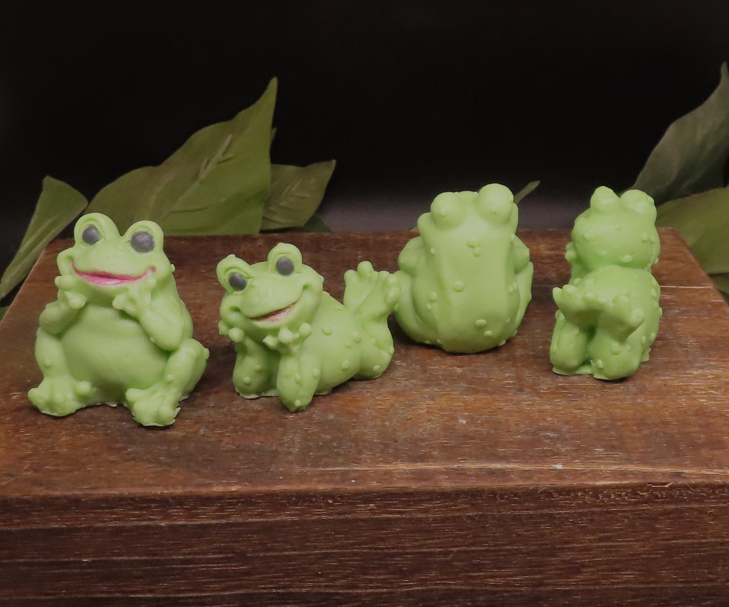 front and back views of 2 piece frog mini goat milk soap set
