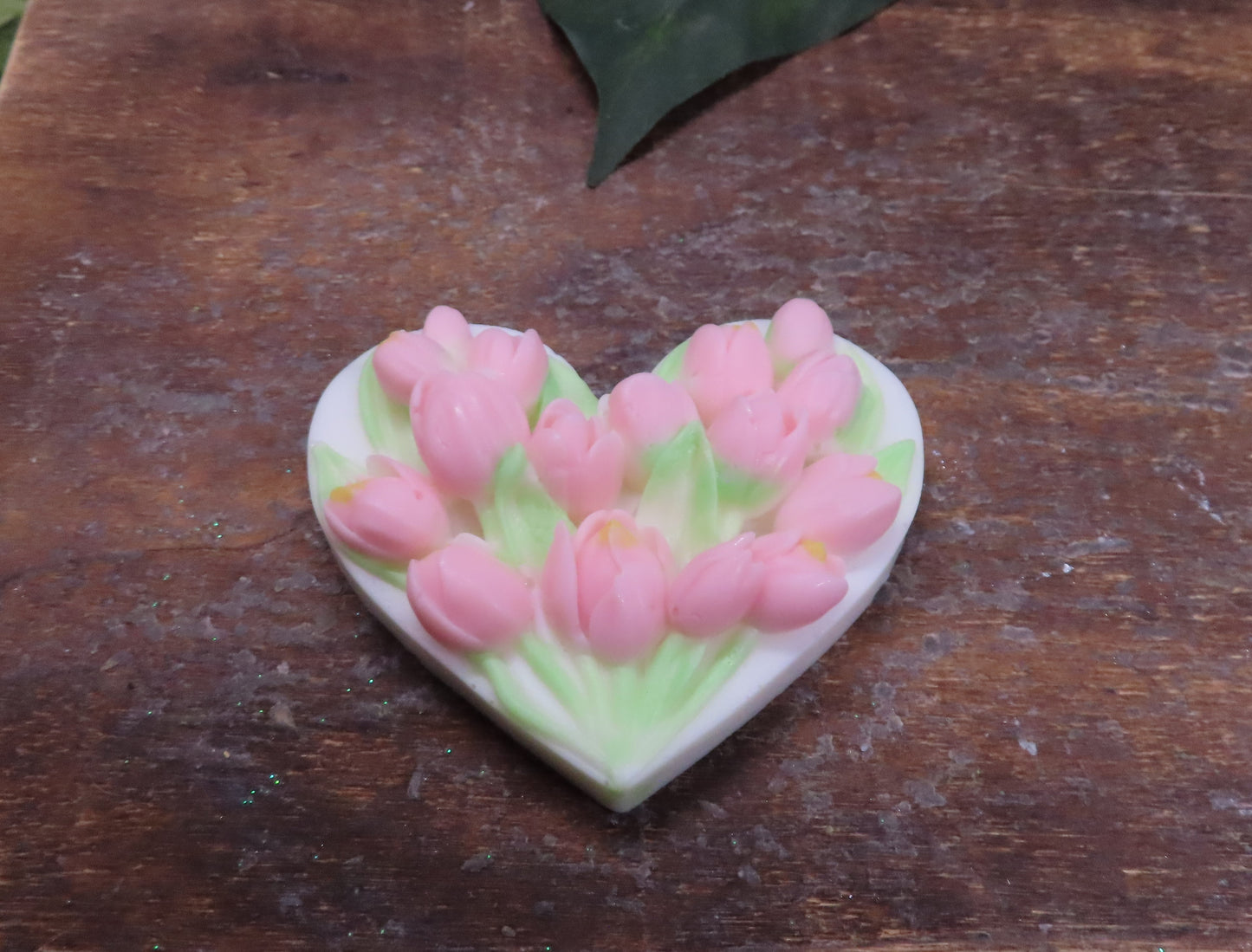pink Heart Tulip goat milk soap bar