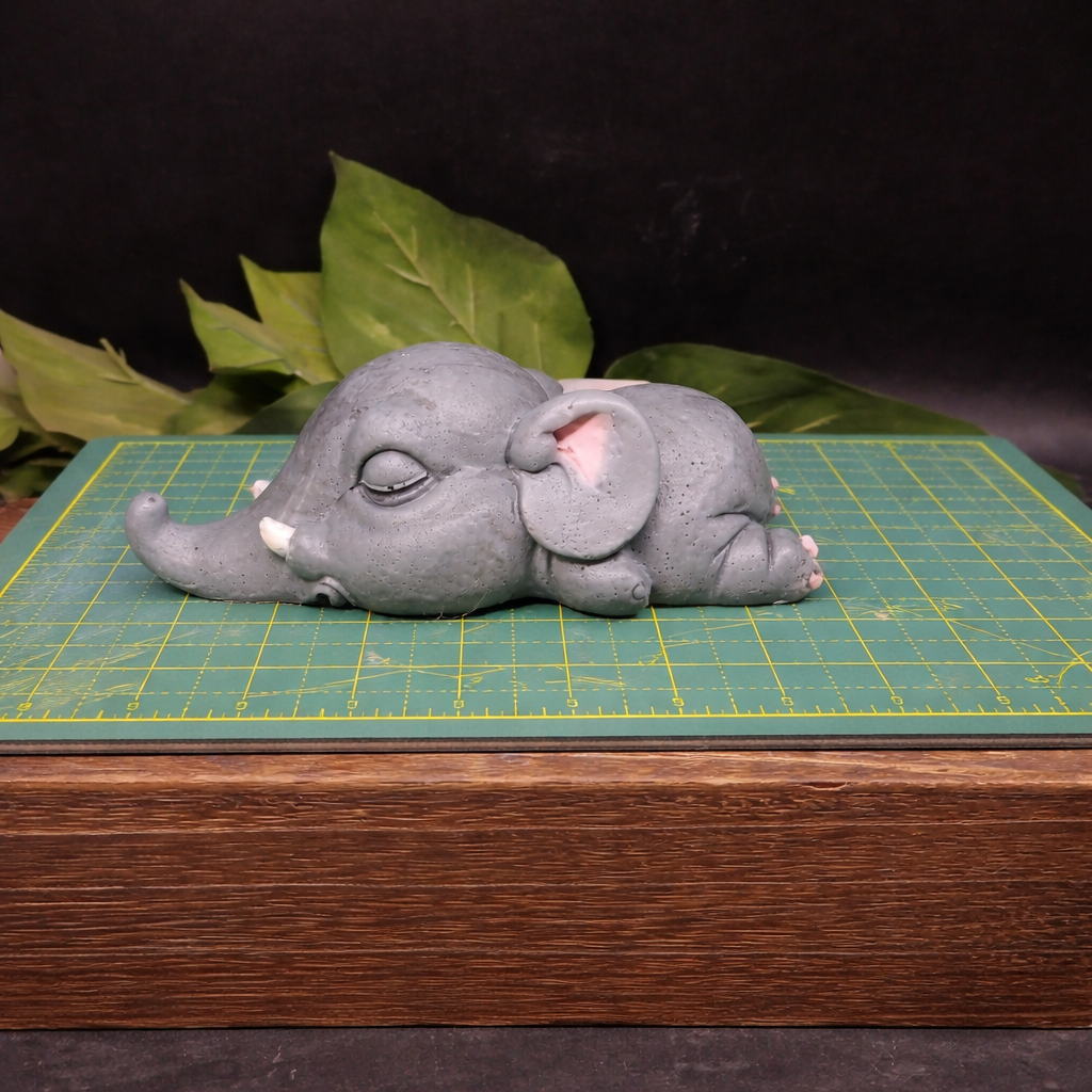 sleepy elephant handmade goat milk soap bar on cutting mat for size great gift