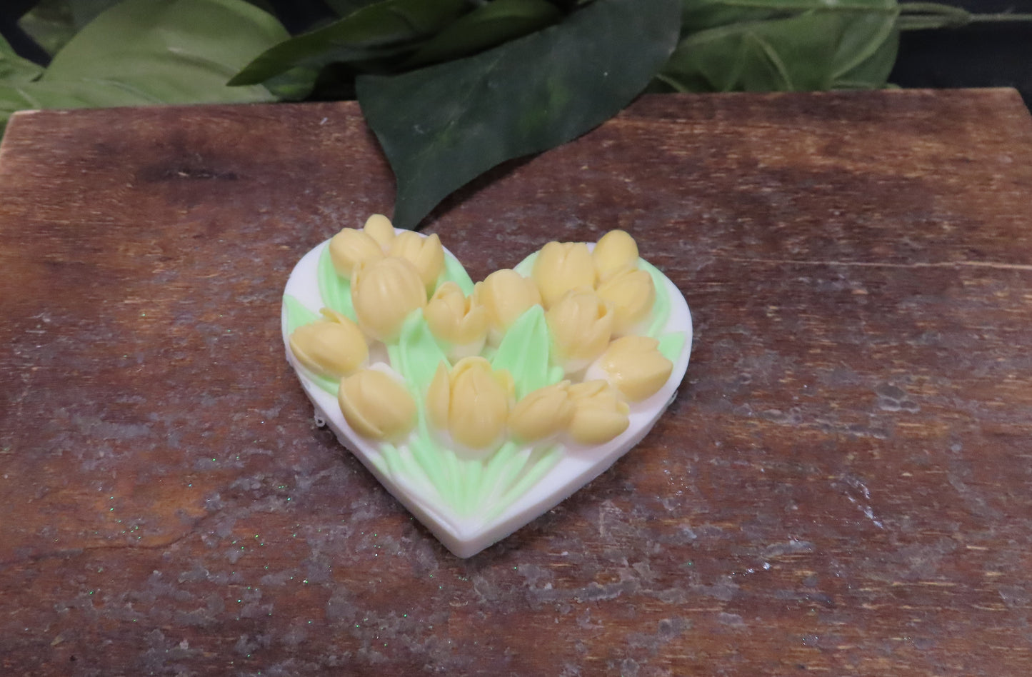 yellow Heart Tulip goat milk soap bar