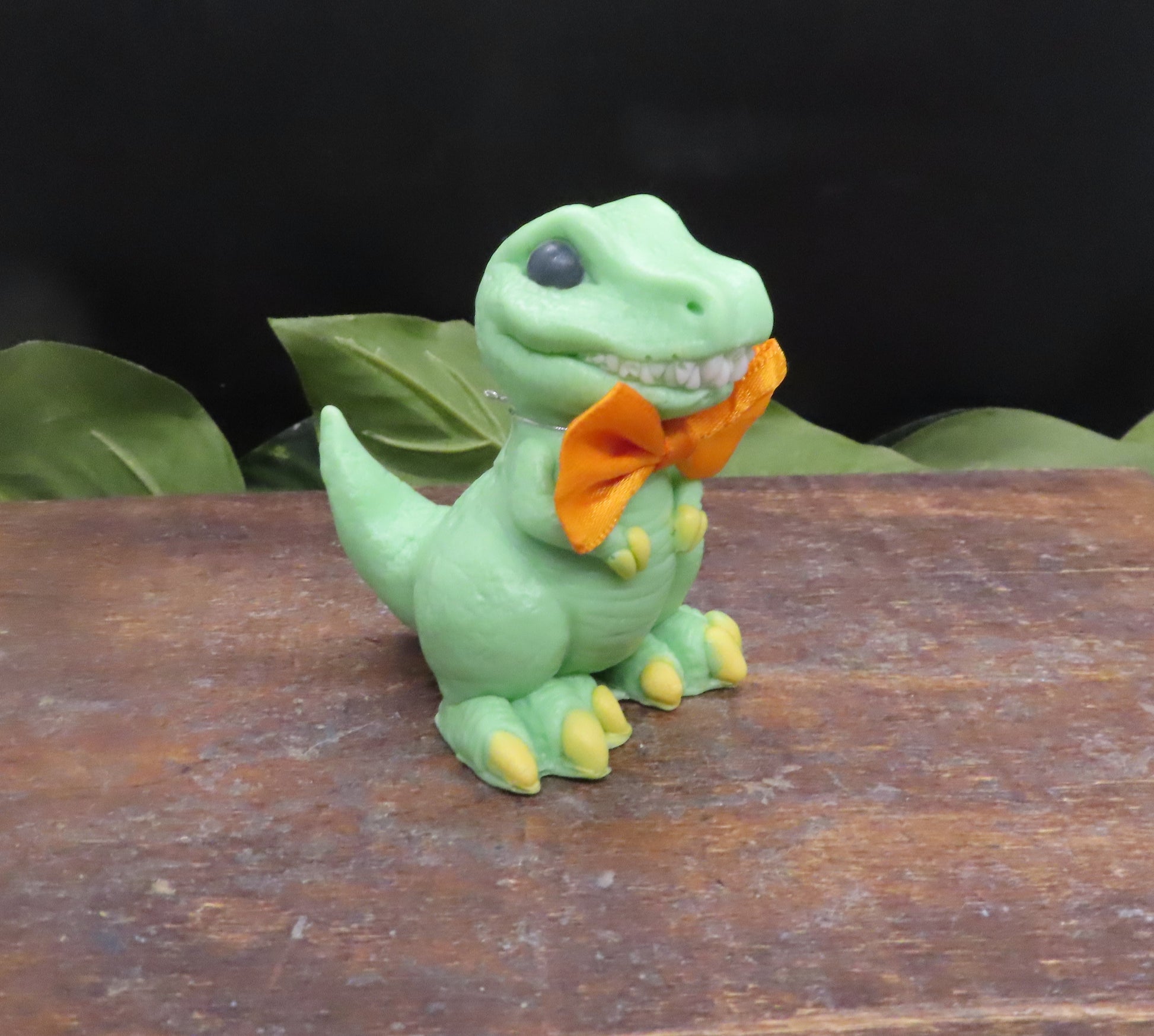Green handmade Tyrannosaurus rex goat milk soap.  Unique gift idea