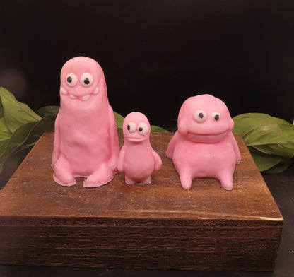 Pink handmade goat milk clay monster soap set.  Fun Gift