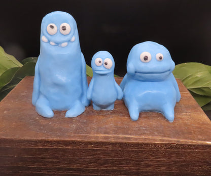 Blue clay family handmade goat milk soap set.  fun soap