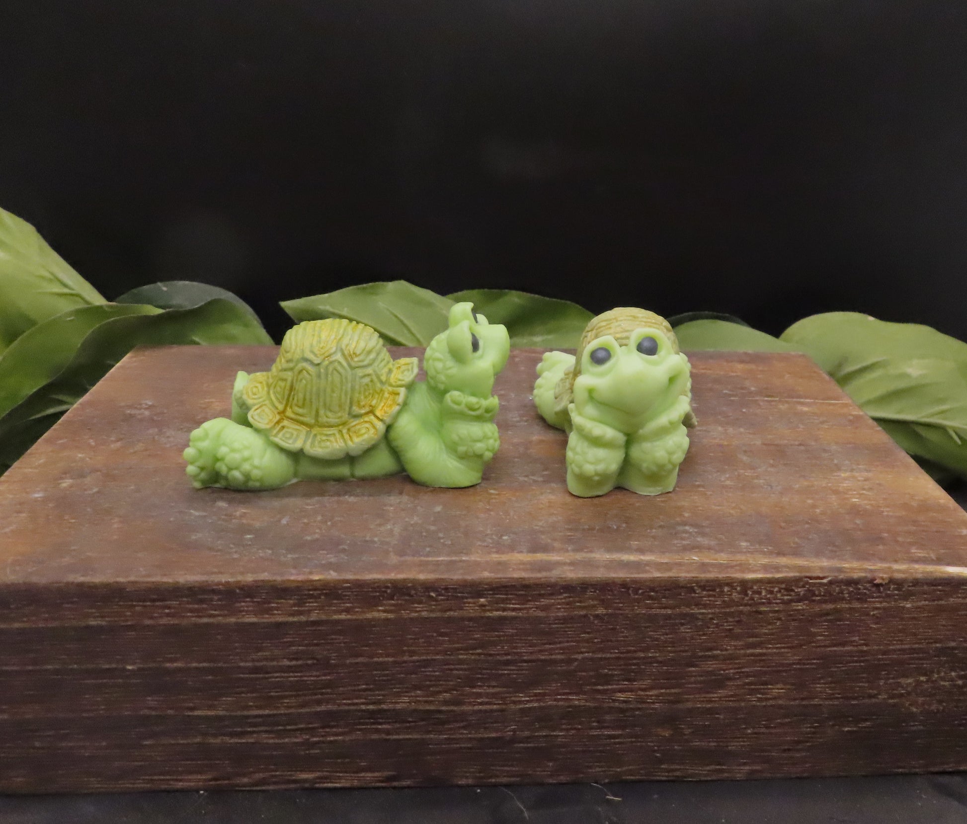 Different views of handmade happy turtle tortoise goat milk soap.  Unique gift. 