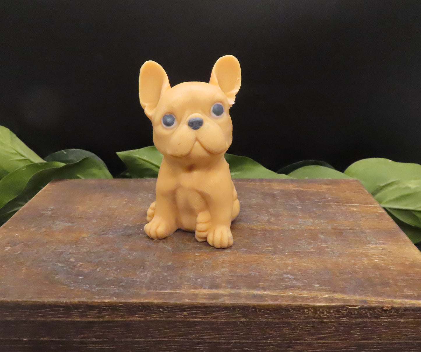 Solid tan handmade French Bulldog goat milk soap. 