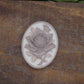 white with brown rose cameo goat milk soap