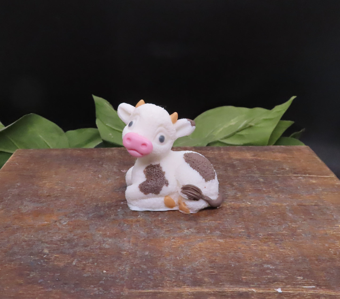 handmade white bull with brown spots goat milk soap