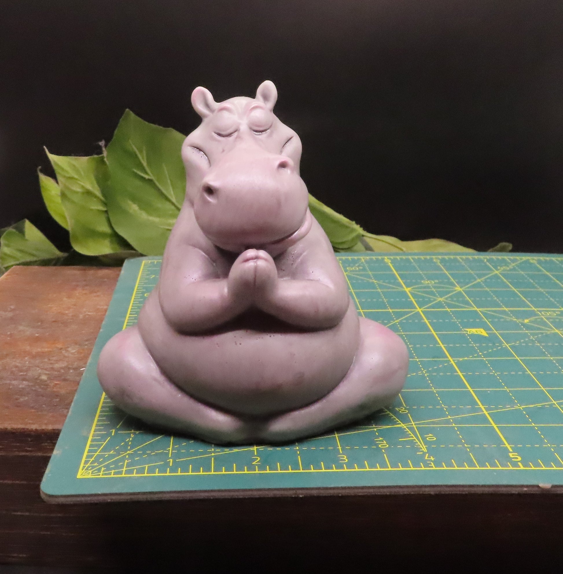 Prayer position yoga handmade goat milk hippo soap is 4 inches wide. 