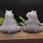 Back view of handmade goat milk yoga hippo soaps. 