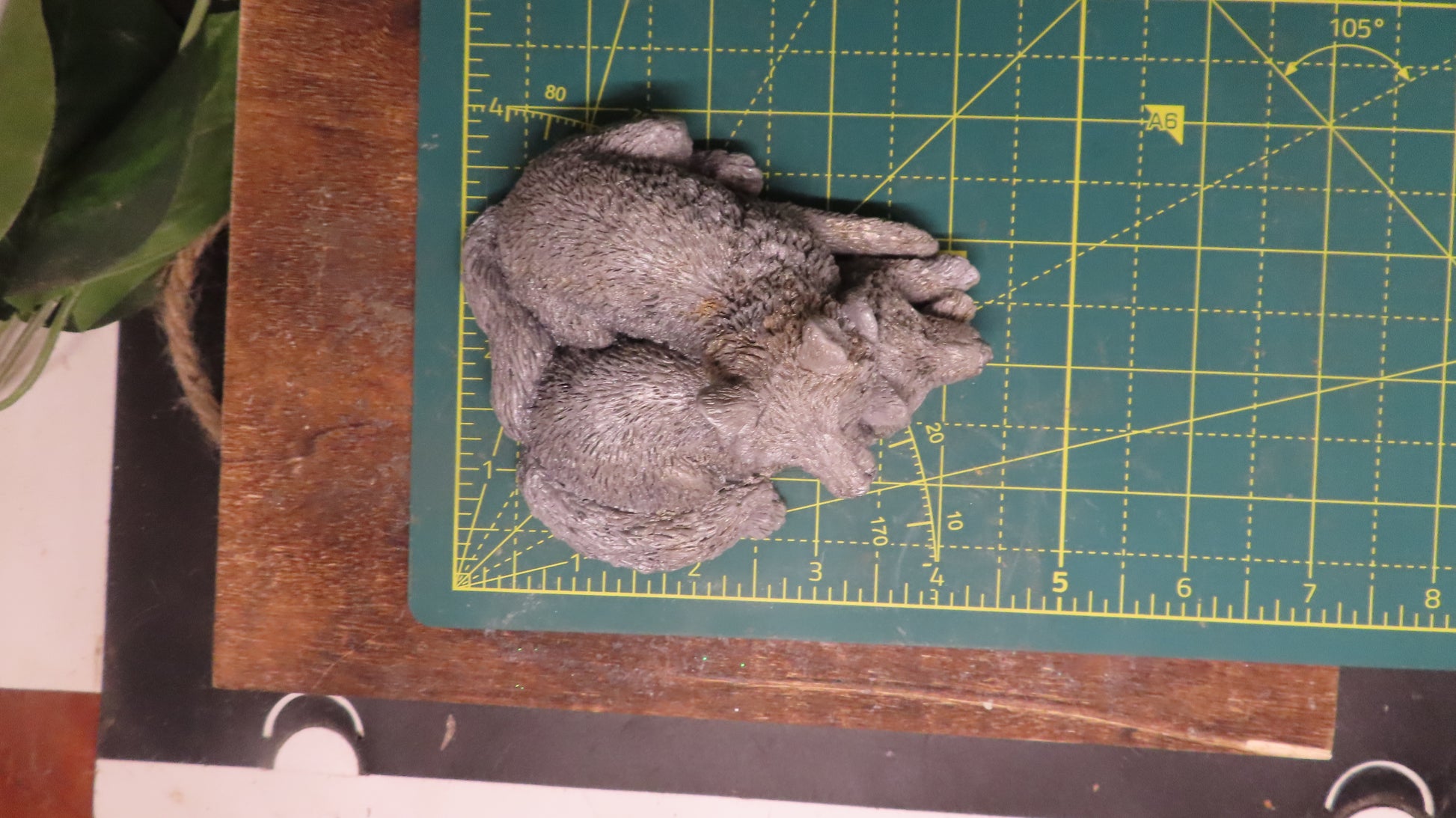 Top view on cutting mat for measurement handmade goat milk wolf soap