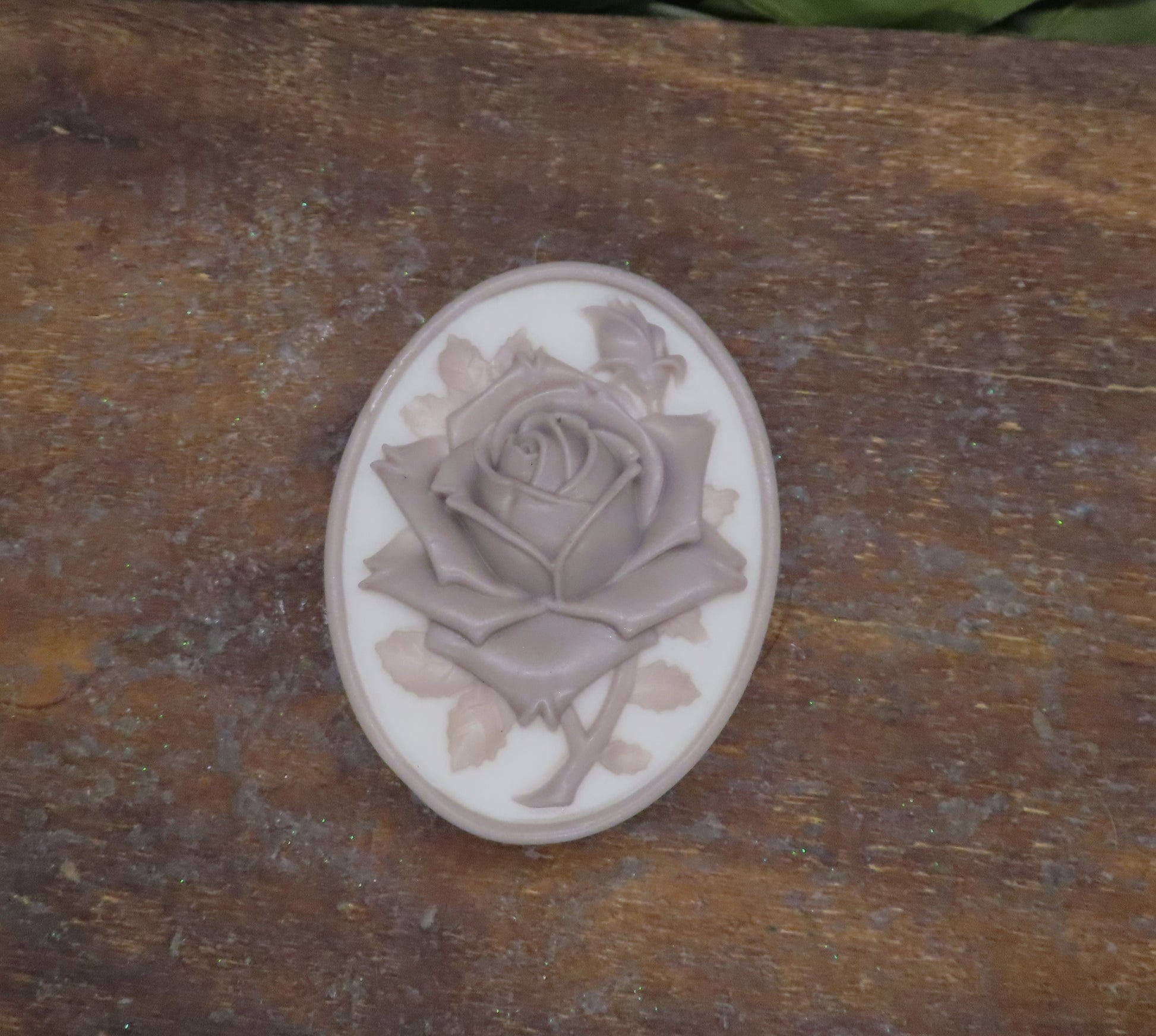brown on white cameo rose hand soap