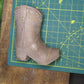 Handmade goat milk soap cowboy boot, 5 inches by 4.75 inches