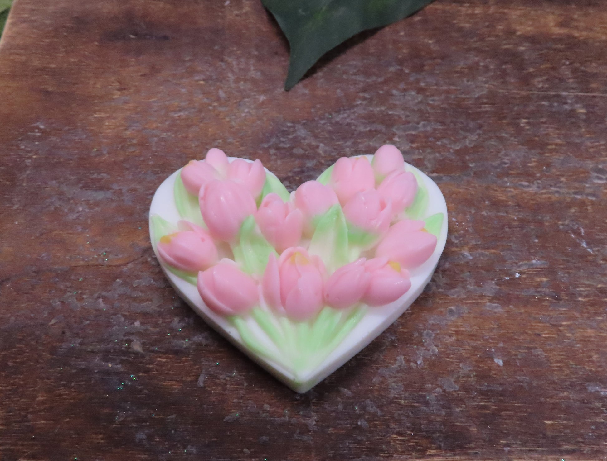 pink Heart Tulip goat milk soap bar