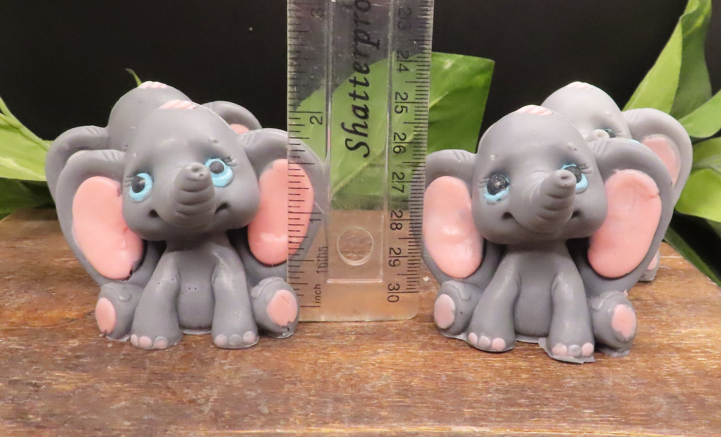 Size of Handmade elephant goat milk soap against ruler 