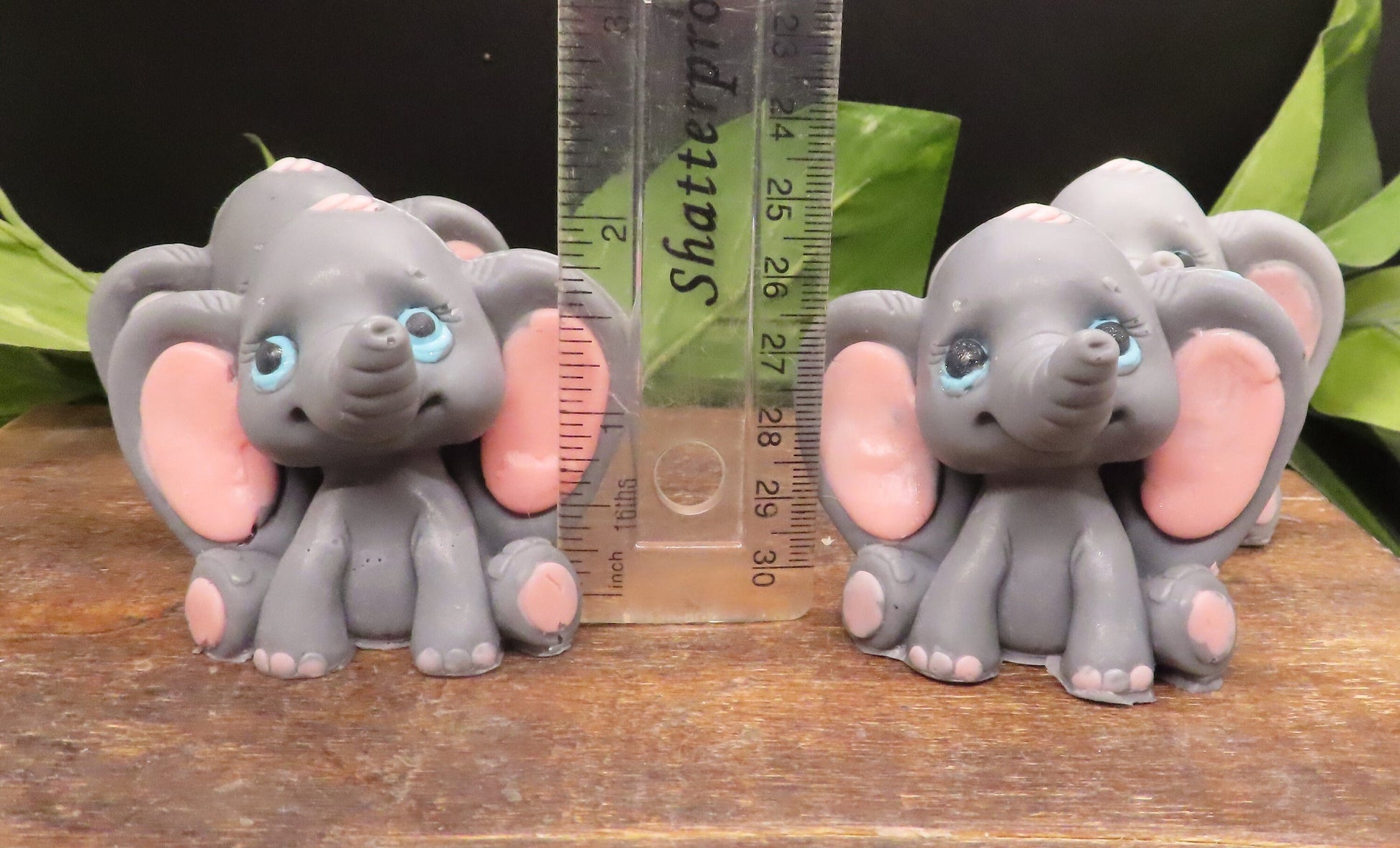 Size of Handmade elephant goat milk soap against ruler 