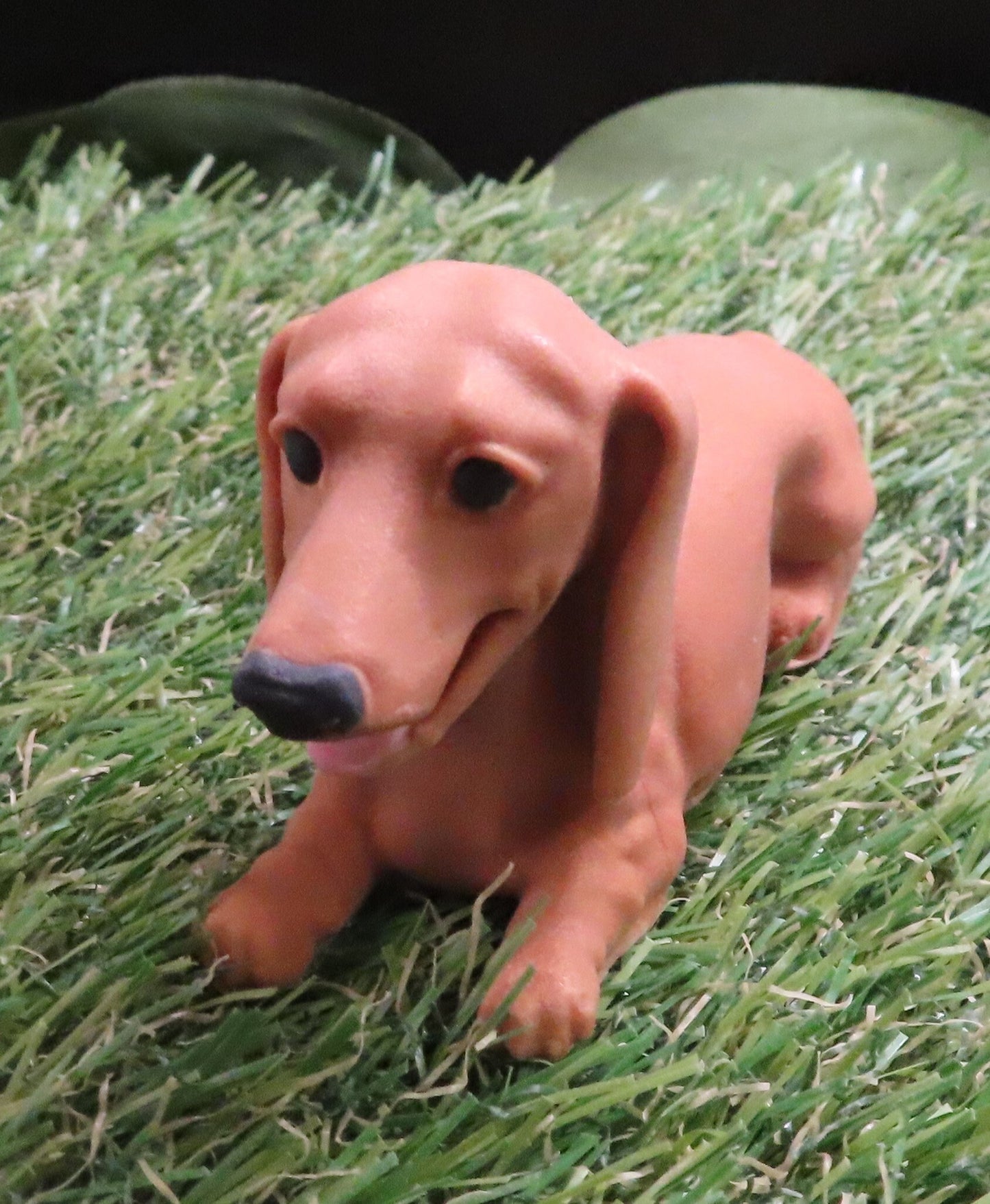 Handmade 3d Dachshund goat milk soap in laying position.  Unique gift. 